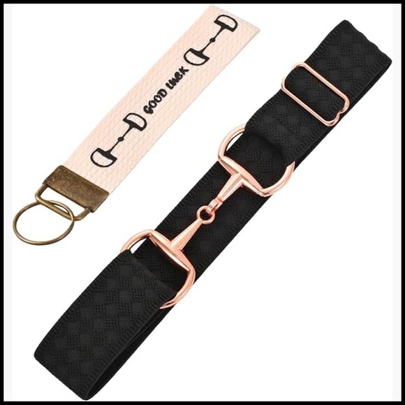 Equestrian Elastic Belt with Snaffle Bit Buckle, Adjustable Surcingle Strap main image 5